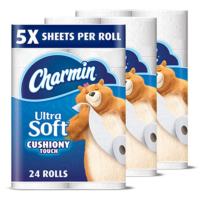 Charmin Ultra Soft Toilet Paper, Family Mega Roll with Cushiony Touch (5X More Sheets, 24 Count