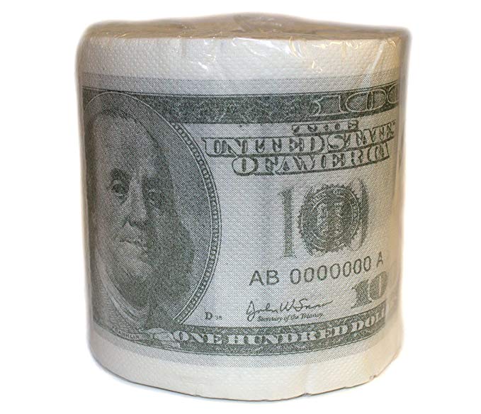 Forum Novelties Roll of Money Toilet Paper, White
