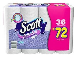 Scott Extra Soft Tissue Double Toilet Paper Roll - 36 Double Rolls Are Equal to 72 Large Rolls of Toilet Paper