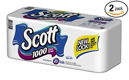 Scott Bath Tissue, White, 20-Count Packages (Pack of 2)