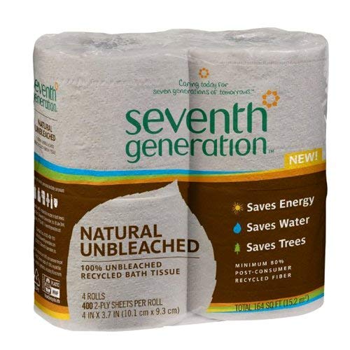 Seventh Generation 400 2-Ply Natural Unbleached Bathroom Tissue, 4 Rolls