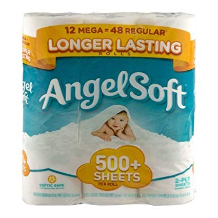 Angel Soft Toilet Paper Mega Rolls 528 sheets 12 rolls Bath Tissue WLM
