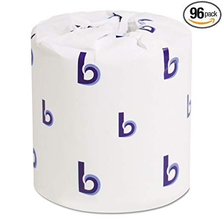 Boardwalk White 2 Ply Toilet Tissue, 4.5 x 3 inch - 500 sheets per roll - 96 rolls per case.