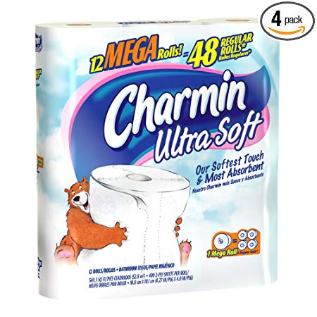 Charmin Ultra Soft 12 Mega Rolls, 352 2-Ply Sheets per Roll (Pack of 4)