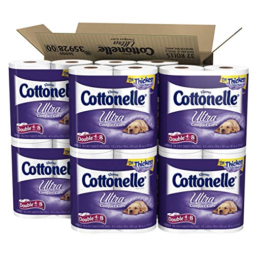 Cottonelle Ultra Comfort Care Toilet Paper, Double Roll, 4 Rolls, 8 Pack (32 Rolls)