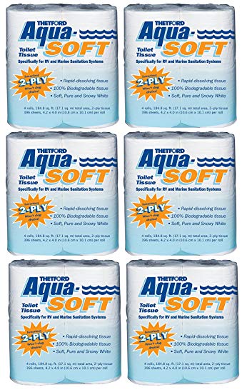Thetford 03300 Aqua-Soft Toilet Tissue 2-Ply / 4-Pack Quantity 6