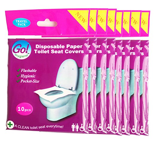 GoHygiene - Disposable Paper Toilet Seat Covers 8 PACKS (80-Count) + 2 FREE PACKS (20-Count)!