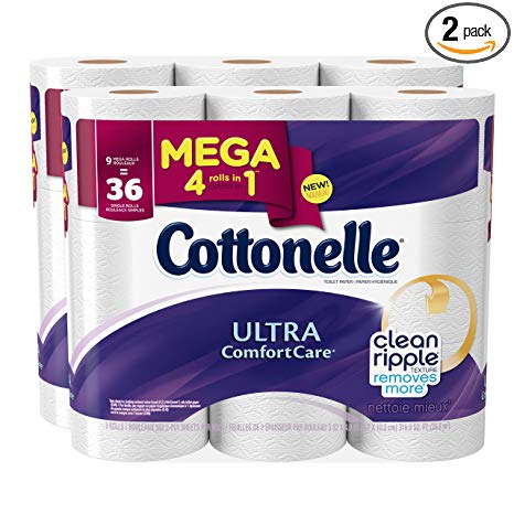 Cottonelle Ultra Comfort Care Mega Roll Toilet Paper, 18 Count, Pack of 2