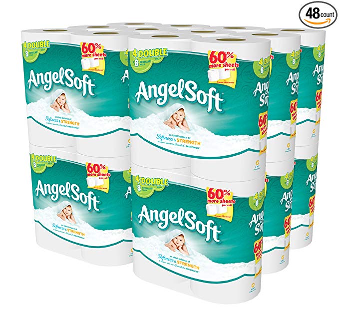 Angel Soft 48 Double Rolls Bath Tissue, 4 Count (Pack of 12)